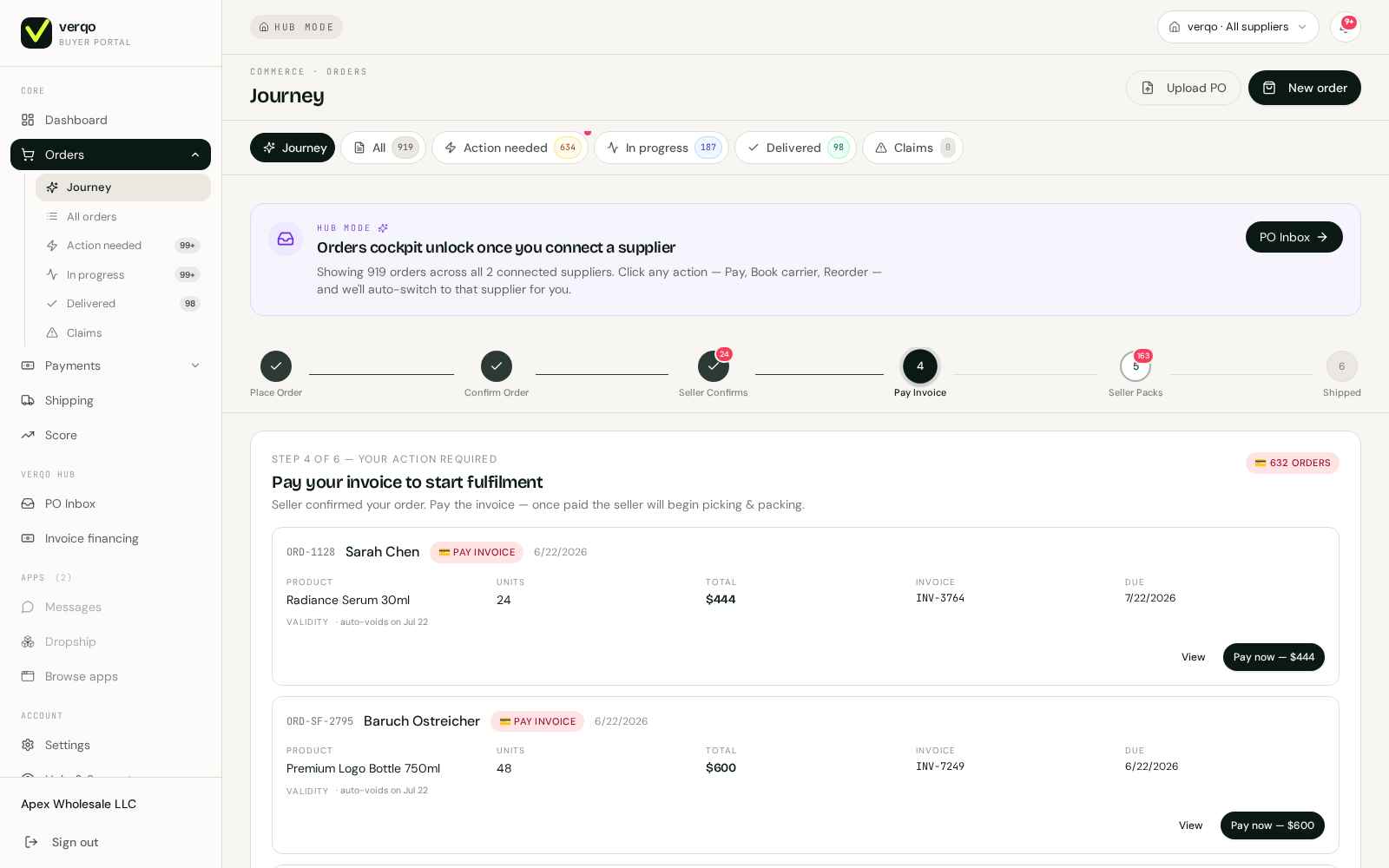 Buyer Orders — 919 open orders
