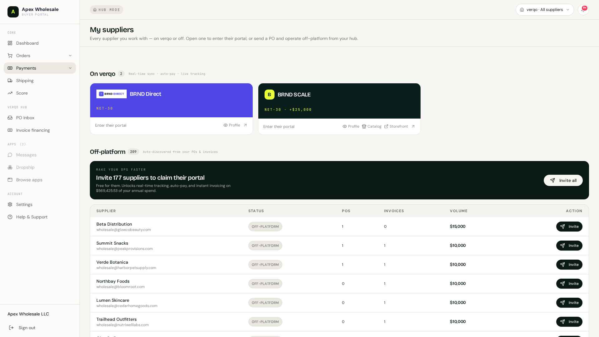 Verqo Discover — supplier directory