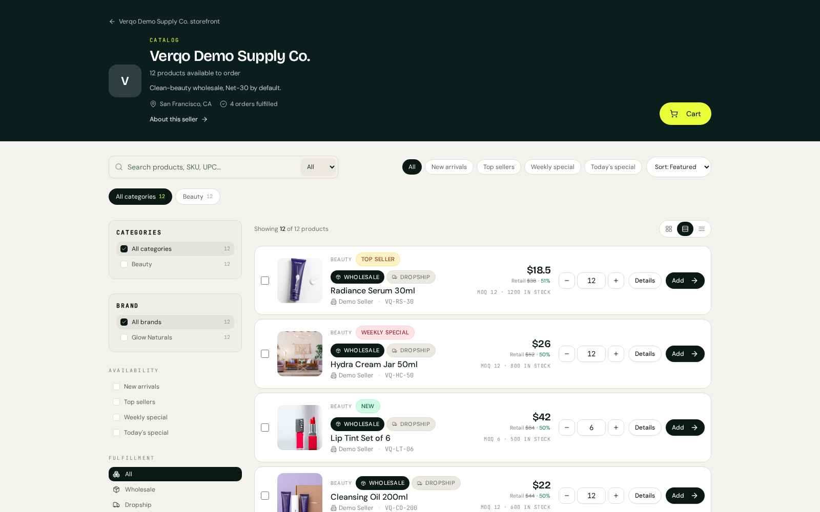 Verqo — Apparel wholesale workflow